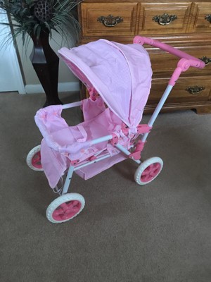 Folding Double Front-to-Back Doll Stroller Pink/Gingham