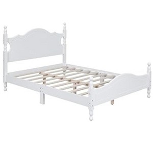 Full Size/Queen Size Wood Bed,with Wood Headboard/Mattress Foundation/No Box Spring Needed - 1 of 4
