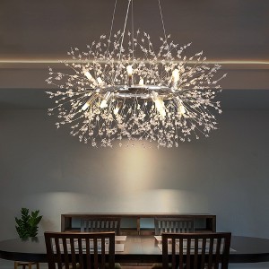 LLHZSY 12-Lights Wagon Wheel Chandelier Crystal Dandelion Pendant Lights for Dining Room-Chrome-31 1/2" - 1 of 4