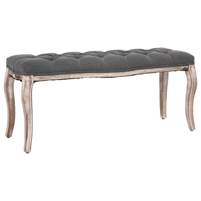 vidaXL Bench Linen Solid Wood 43.3 in. x 15 in. x 18.9 in. Dark Gray