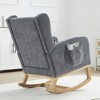 Hyleory Chenille Rocking Chair Rocker With Retractable Footrest, Solid Wood Leg, Long Non-Slip Pad, Lumbar Support And Side Pocket - 4 of 4