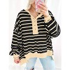 Imily Bela Women Color Block Waffle Knit Top Oversized Comfort  Casual Sweatshirt - 4 of 4