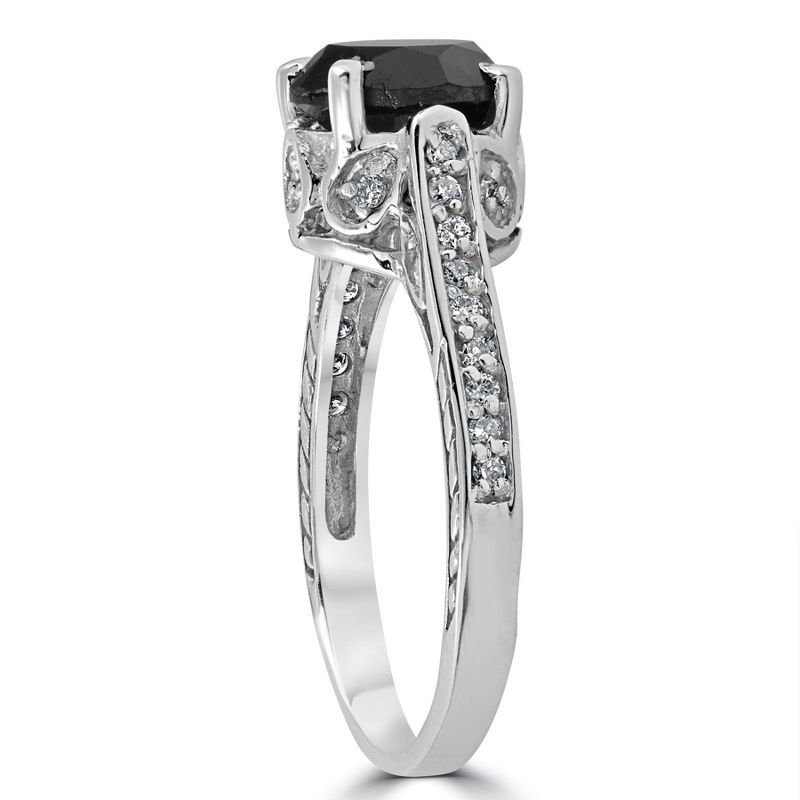 Pompeii3 2 1/3ct Black & White Vintage Diamond Engagement Ring 14K White Gold, 4 of 6