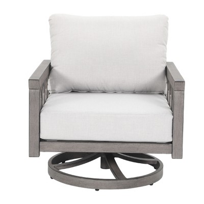 Cesicia 28.9'' x 33.7'' x28.7'' in Modern Gray Aluminum Rotating single Armchair For Living Room&Balcony