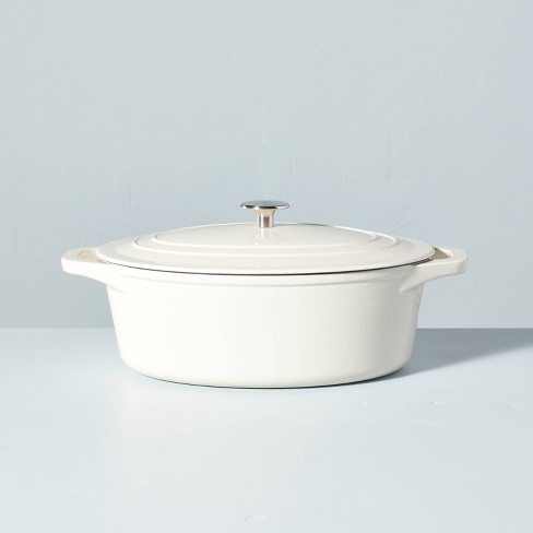 LEXI HOME 6 qt. Durable Cast Iron Dutch Oven Casserole Pot in Cream Enamel  LB5443 - The Home Depot