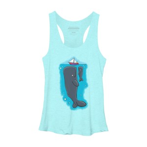 Women's Design By Humans Cute whales and sailing boat cartoon illustration By thefrogfactory Racerback Tank Top - 1 of 3