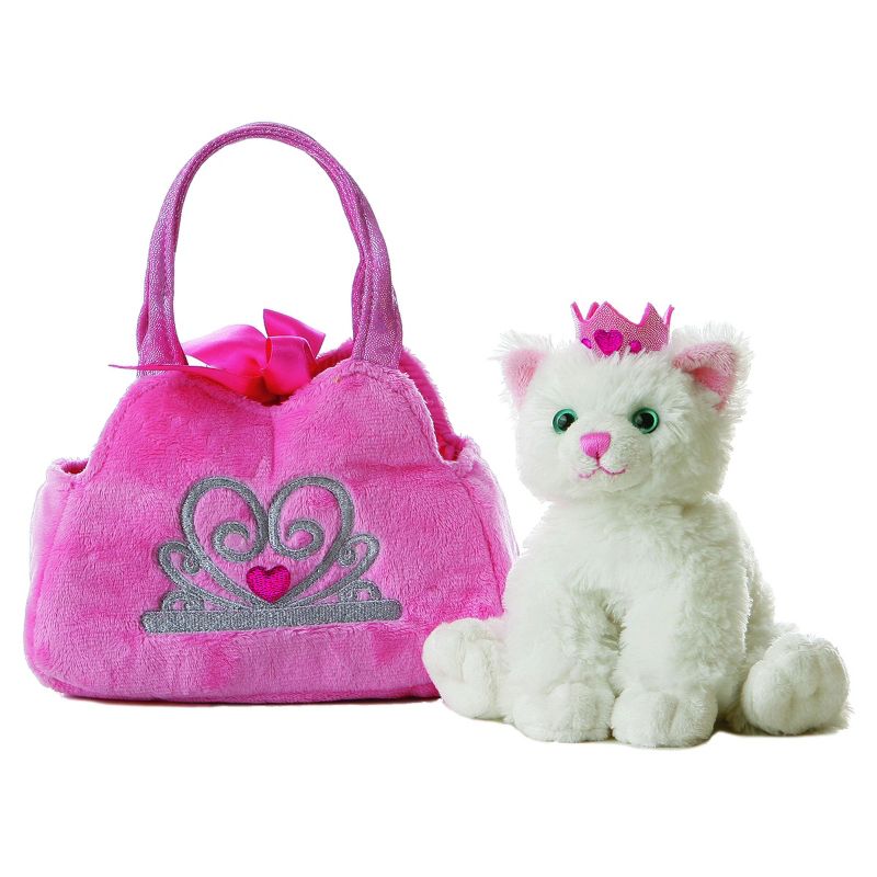 Aurora Fancy Pals 8" Princess Kitten Pet Carrier Pink Stuffed Animal, 1 of 2