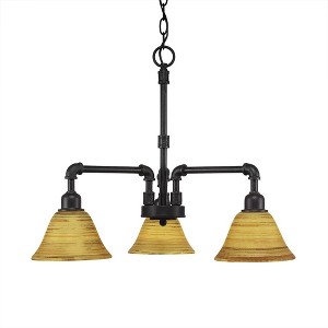 Toltec Lighting Vintage 3 - Light Chandelier in  Dark Granite with 7" Firré Saturn Shade - 1 of 1