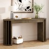 59" MDF Oak Veneer Console Table,Side Table with Curved Fan-Shaped Legs and 2 Drawers,Modern Oval Entryway Storage Console Table-Coolbibila - 2 of 4