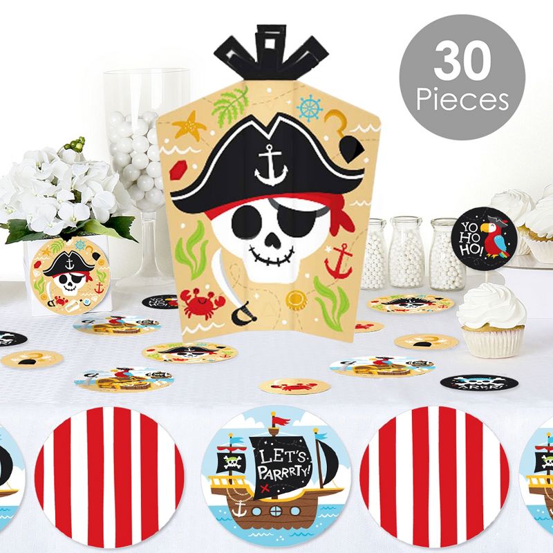 Big Dot of Happiness Pirate Ship Adventures - Skull Birthday Party Decor and Confetti - Terrific Table Centerpiece Kit - Set of 30, 2 of 9