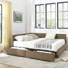 1pc Queen Size Velvet Upholstered Storage Daybed with Drawers, Tufted Backrest & Armrest, No Box Spring Needed - Baofuwish - 3 of 4