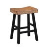 Traditional Solid Wooden Stool Set of 2pc, Contour Seat Oak / Black 24"H - 2 of 4