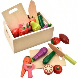 Wooden Play FoodKitchen - Toys Food Vegetables Fruit Role Play Early Montessori - 1 of 4