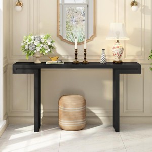 60" Modern Console Table with Geometric Legs and Wide Tabletop, Entryway or Sofa Table for Hallway or Living Room -3irtyhousy - 1 of 4