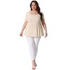 Agnes Orinda Women's Plus Size Square Neck Short Sleeve Ribbed Textured Peplum Babydoll Blouses - 3 of 4
