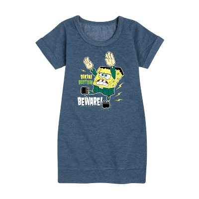 - SpongeBob SquarePants - Bikini Bottom Beware Graphic Short Sleeve Fleece Dress