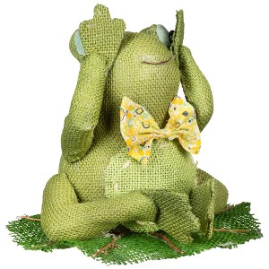 Northlight Sitting on Lily Pad See No Evil Frog with Bowtie Spring Decoration - 8" - 1 of 4