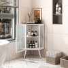 TIRAMISUBEST 22.25 " Floor Coner Cabinet with Tempered Glass Door & Storage Shelves for Bathroom, Living Room, Bedroom (White) - 3 of 4