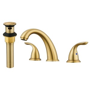 CASAINC 8 in. Widespread Double Handle Bathroom Sink Faucet 3 Hole with Stainless Steel Pop Up Drain in Brushed Gold - 1 of 1