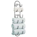 mDesign Metal Wall Mount Bath Towel Storage Organizer Rack, 6 Shelves