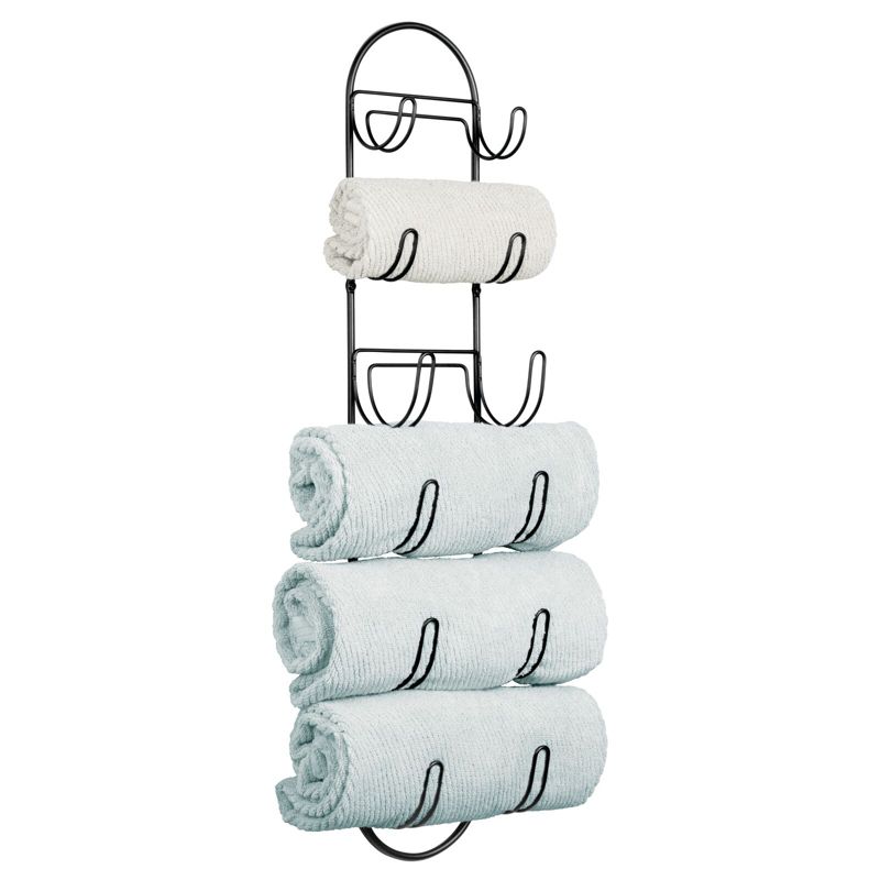 mDesign Steel Wall Mount Towel Rack with 6 Compartments, 1 of 9