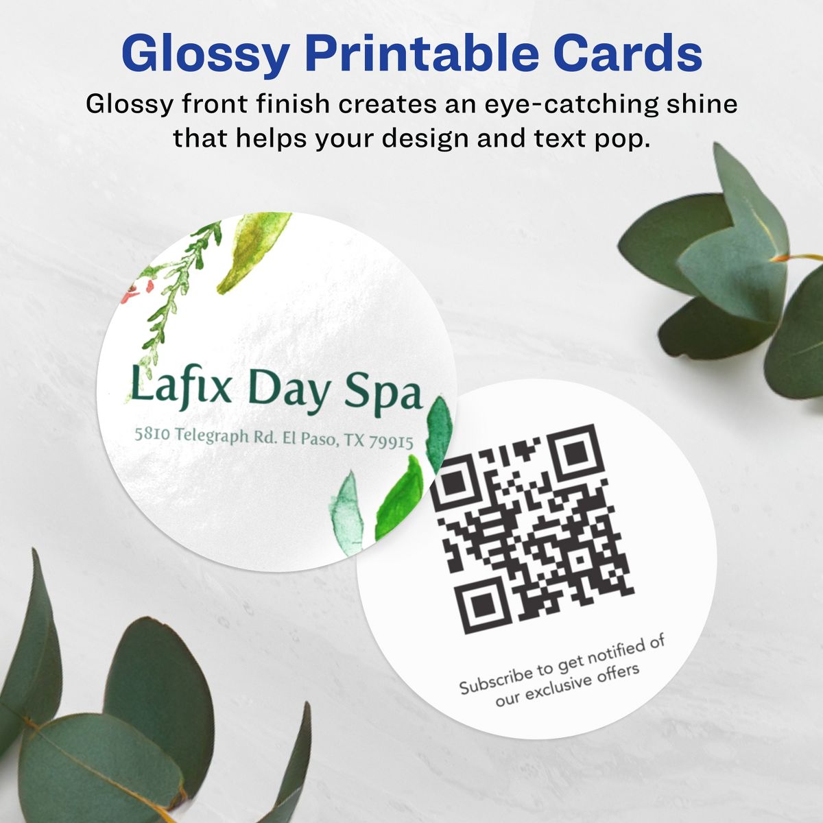 Avery 2" Diameter Round, Glossy White Round Cards - thumbnail 2