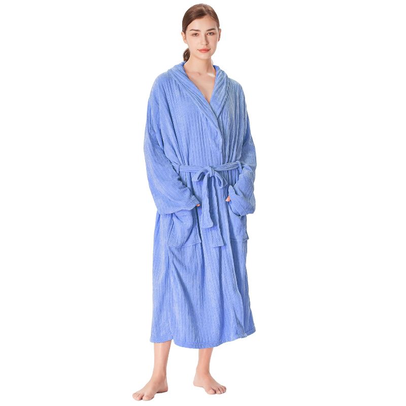 Catalonia Womens Fleece Long Robe, Comfy Soft Chenille Bathrobe, Gift for Her, 1 of 8