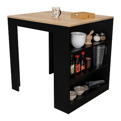 NicBex Kitchen Island Cart with 3 Open Side Shelves,Kitchen Island with Storage and Large Work Top,Modern Kitchen Cart,Island Table for Kitchen