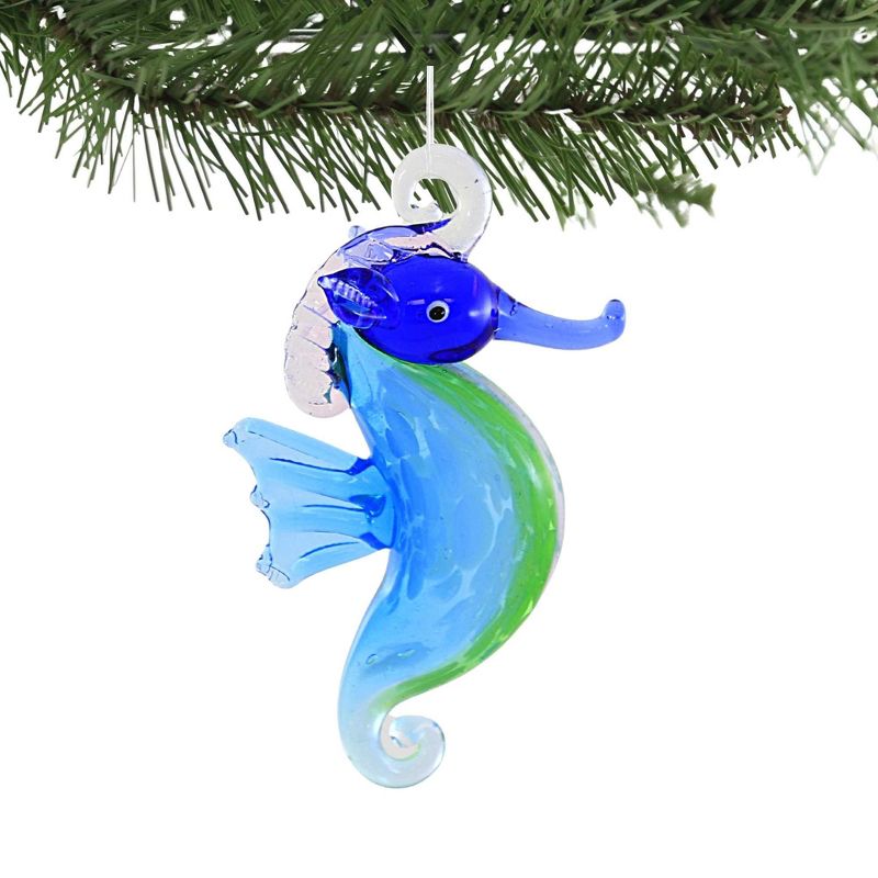3.25 In Festive Seahorse Artglass Small Marine Fish Tree Ornaments, 2 of 4