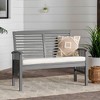 Ravenscroft Modern Boho Acacia Wood Slatted Outdoor Loveseat with Cushion - Saracina Home - image 2 of 4