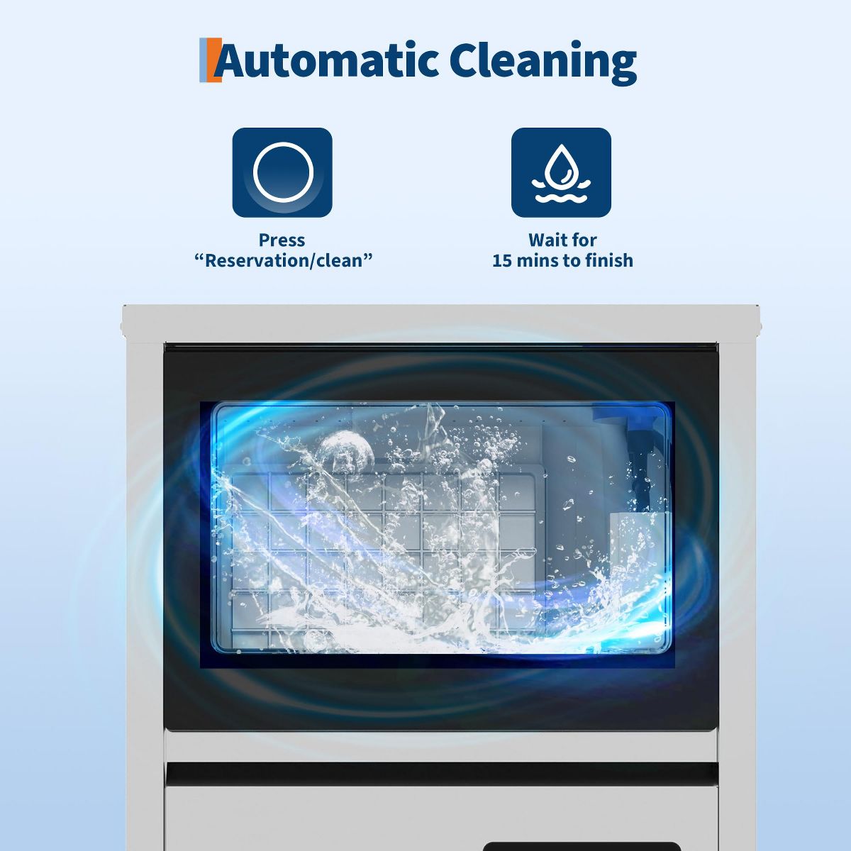 Commercial Ice Maker – 80-130lbs/24h Production, 36lbs Storage, Dual Water, 3 Install Options, Self-Clean, ETL Certified for Home, Bar, Restaurant - thumbnail 5