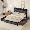 LED Bed Frame Queen,Metal Bed Frame Queen,Queen Size Bed Frame With Headboard And Storage,Bed Frame With Charging Ports-Cuddlewood - 2 of 4