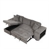 CIPACHO 104.5" Modern L-Shape 3 Seat Reversible Sectional Couch, Pull Out Sleeper Sofa with Storage Chaise and 2 Stools  Furniture Set,Knox Charcoal - 4 of 4