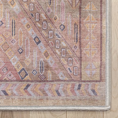 Vintage Red Synthetic Flat-Weave Rectangular Area Rug