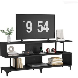 WhizMax TV Stand for TVs up to 65 Inch with Power Outlet and Cable Management, Black - 1 of 4