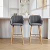 KWPZQEB Counter Height Bar Stools Set of 2, Modern Counter Stools with Backrest and Footrest, Upholstered Barstools for Kitchen Island - 3 of 4