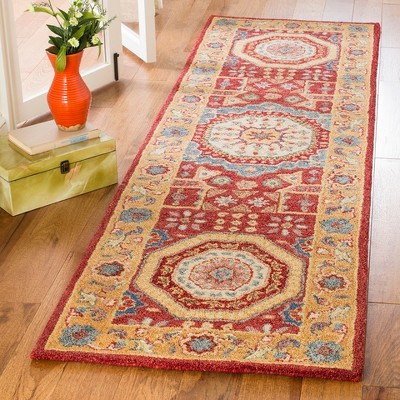 Handmade Red Wool Tufted Persian-Style Area Rug, 3' x 5'