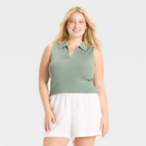 Women's Polo Collar Pullover Sweater Tank - A New Day™ - 1 of 3