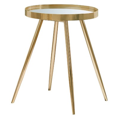 Kaelyn Gold Round Metal Mirrored End Table