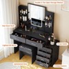 Vanity Desk with Mirror and Lights, Makeup Vanity Set with Charging Station - 3 of 4