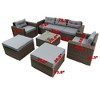 VisioGear Patio Seating Sets, 6 Piecs Patio Seating Set with Removeable Cushions and Glass Table Top, Brown & Gray, 78.7"*26.8"*28.3" - 2 of 4