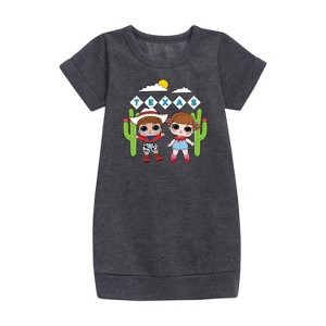 Girls' - Lol Surprise! - Texas Graphic Short Sleeve Fleece Dress - 1 of 3