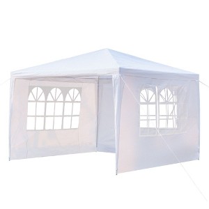 Karl Home | 10 Ft. X 10 Ft. White Iron-Framed PE-Clothed Party Tent With 3 Sidewalls - 1 of 4