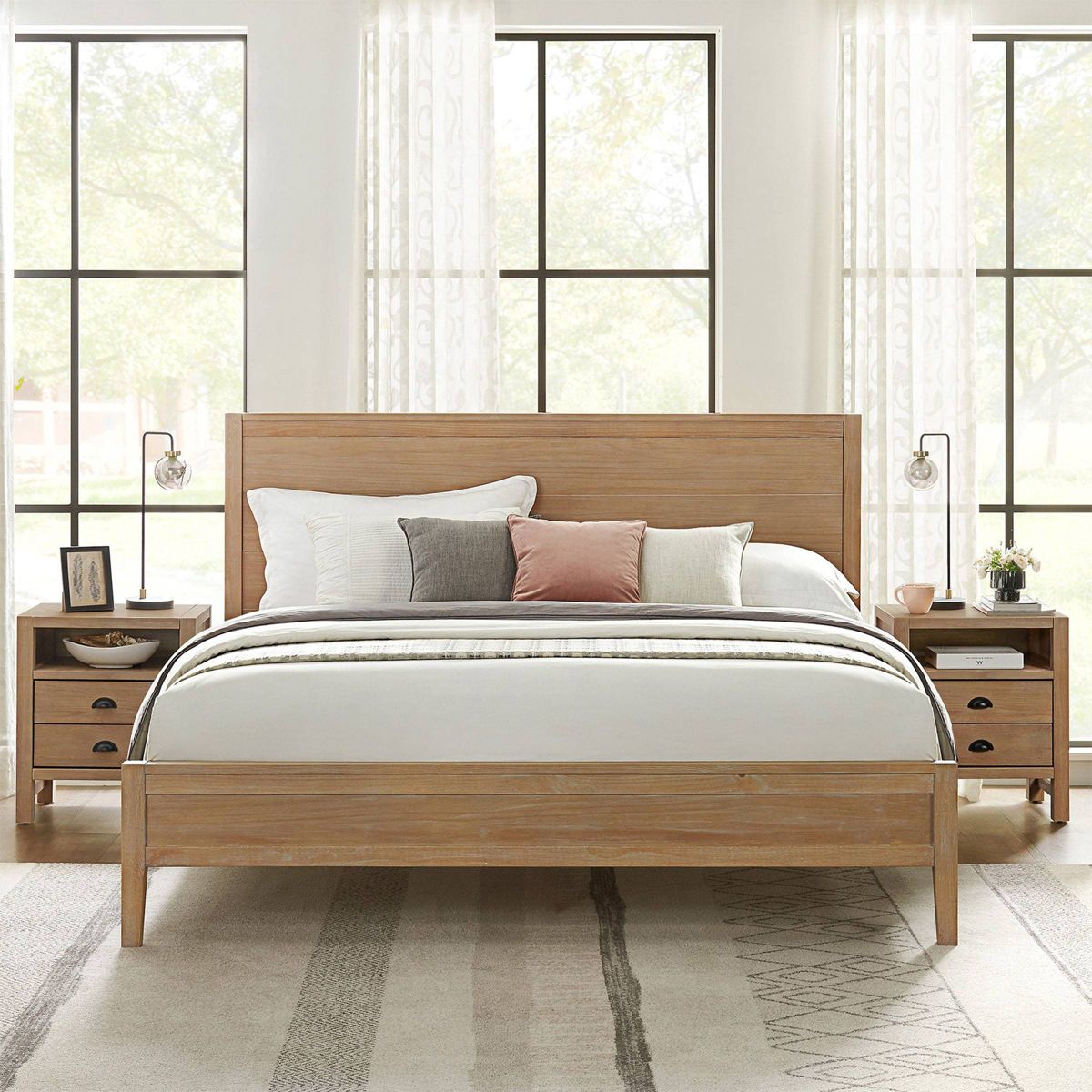 Arden Panel Wood Bed Light Driftwood - Alaterre Furniture - thumbnail 2