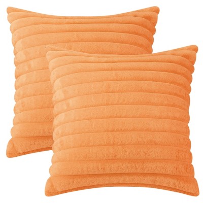 Unique Bargains Plush Faux Fur Throw Solid Striped Soft Sofa Living Room Pillow Covers 2 Pcs