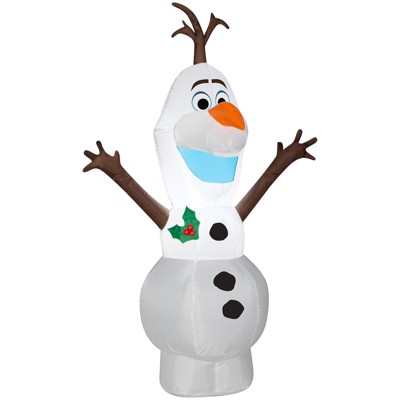 Gemmy Christmas Airblown Inflatable Olaf in Standing Pose, 4 ft Tall, White