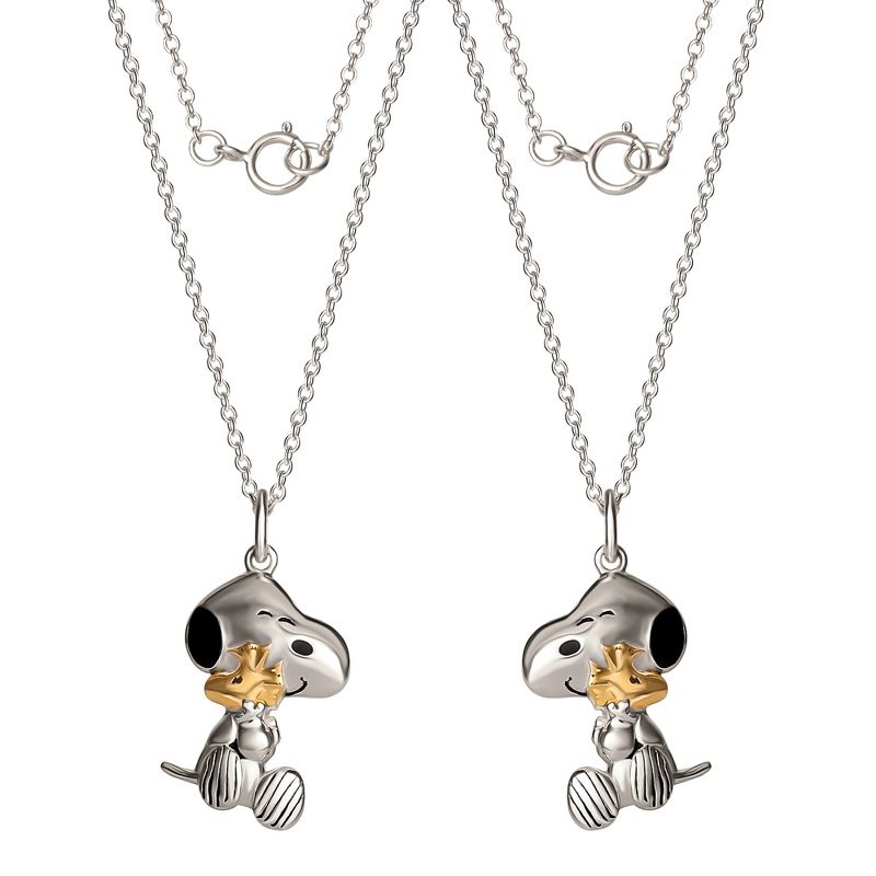 Snoopy Womens Friends Forever Woodstock and Snoopy Pendant Necklaces 2-Piece Set, Sterling Silver Matching Snoopy Necklaces 18", Officially Licensed, 4 of 6