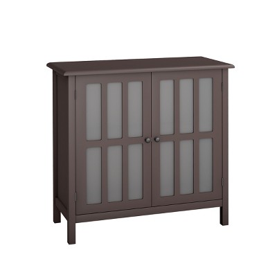 Tangkula Storage Sideboard Glass Door Accent and Display Cabinet White/Brown