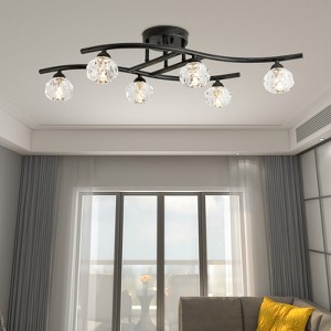 Maxax 29" Brown Crystal Orb Linear Flush Mount, 6-Light Modern Fixture for Kitchen/Dining Room/Living Room - 1 of 4