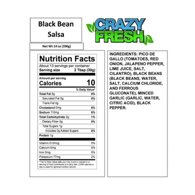 Crazy Fresh Black Bean Salsa - 14oz